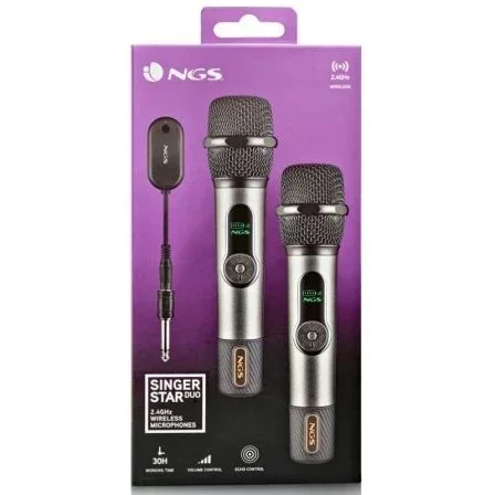 PACK 2 MICROFONOS INALAMBRICO SINGER STAR NEGRO NGS